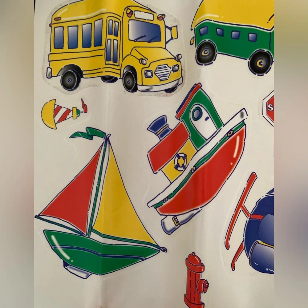 Jumbo Stick-Ups Wall Decor Vehicles Removable Appliques Primary Colors Room Art
